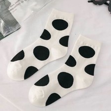 Beige Black Polka Dot Socks Novelty Unisex Crazy Fun SF1274