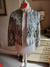 Fwm Petit Black & White Chevron Print Jacket Nwt Size 12 Uk With Sparkle