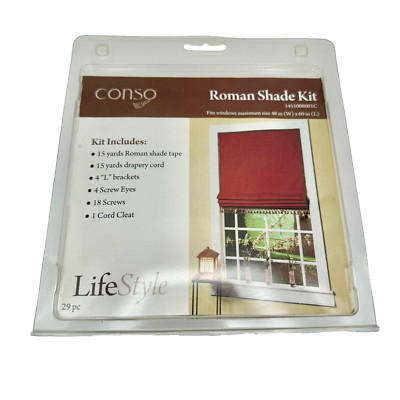 New Conso Roman Shade Kit 1451008001 Fits Windows Max Size 48  x 60  NIP 29 Pcs
