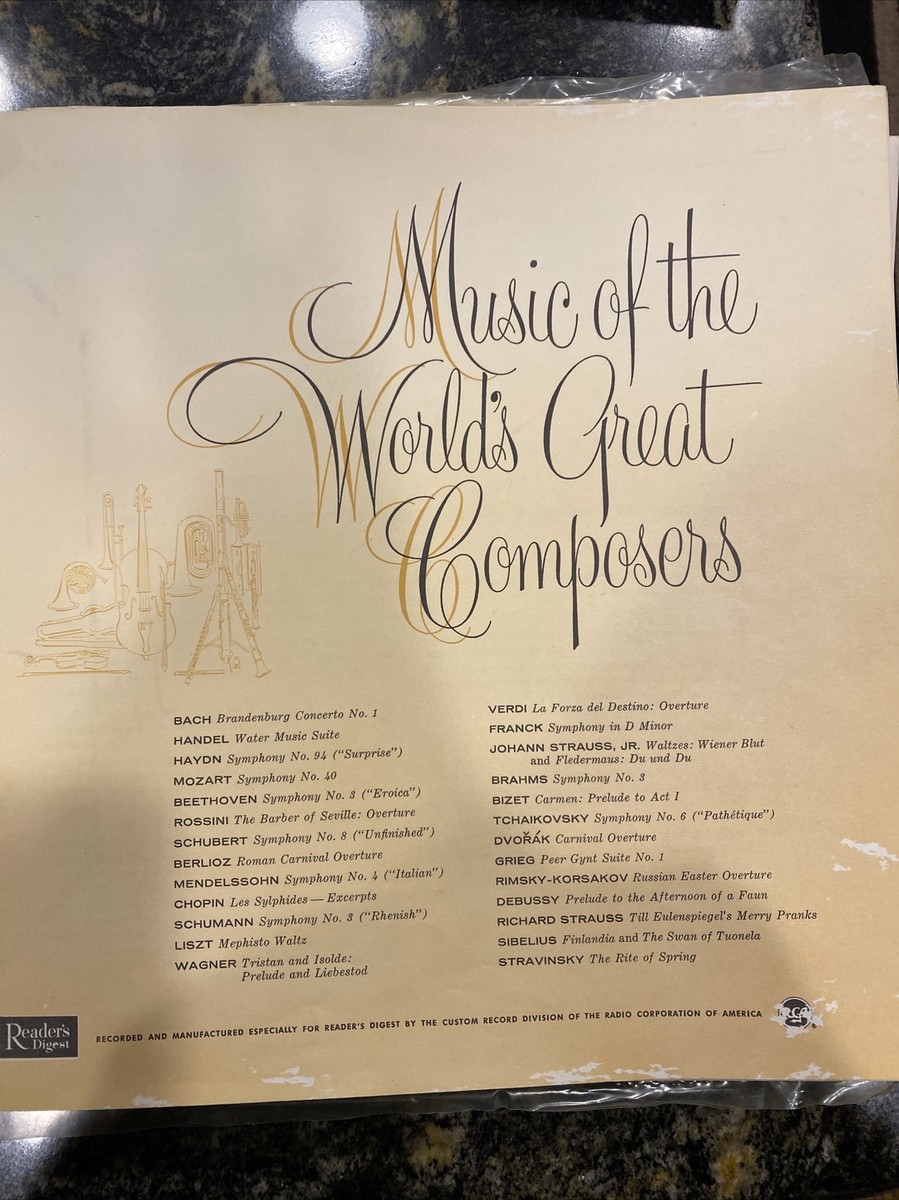 MUSIC OF THE WORLDS GREATEST COMPOSERS 1959 READERS DIGEST BOX SET