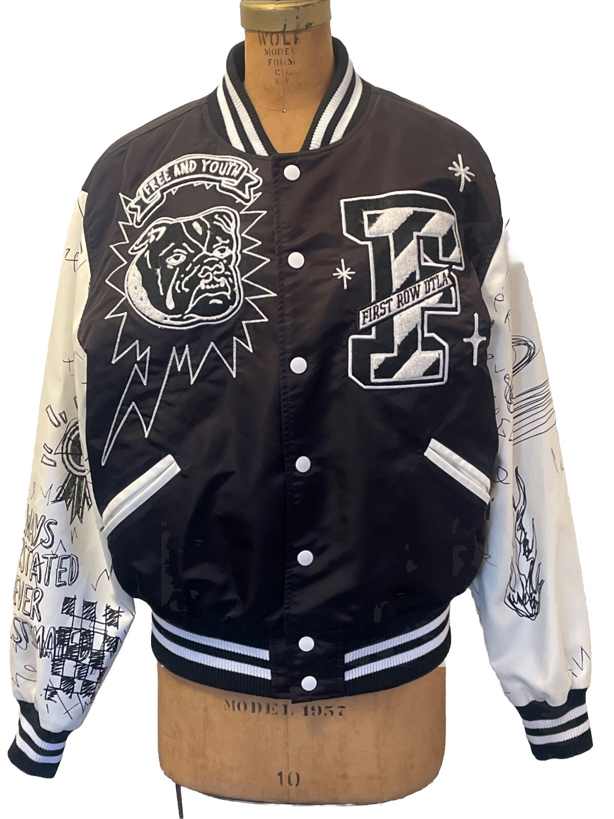 GIACCA BULLDOG VARSITY prima fila nero bianco uomo taglia large