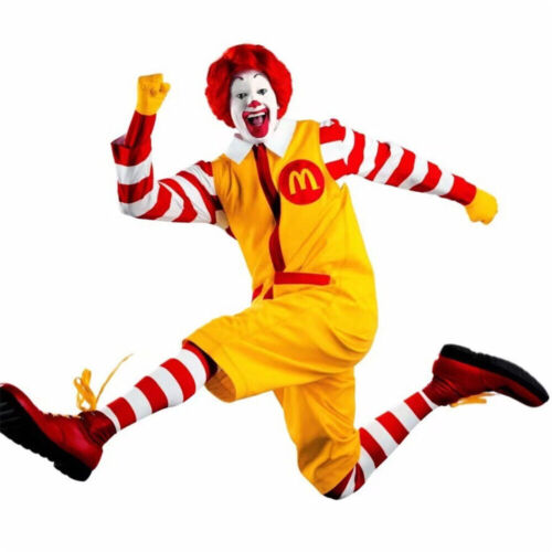Ronald McDonald Cosplay Costume Adult Funny Halloween Party Fancy Dress Outfit◢▶ - Afbeelding 1 van 11