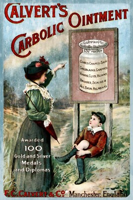 Calvert's Carbolic Salbe Werbung Vintage Retro Stil Blechschild Plakette