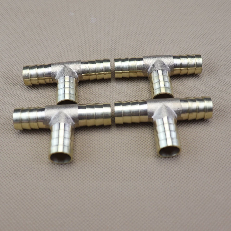 4 шт. 3-полосный латунный Т-образный фитинг соединитель шланга шланга воздушного топлива воды 9/16 дюйма (14 мм) - Изображение 4 из 4