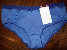 NWT MAIDENFORM LACE TRIM HIPSTER PANTIES 40809 NKG BLUE/NVY S M L