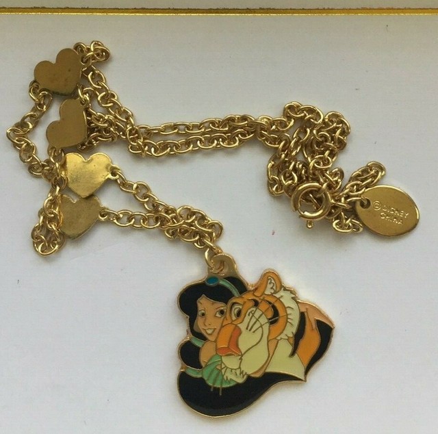 Disney Aladdin Jasmine & Rajah Pendant Necklace 16" VINTAGE 1992 eBay