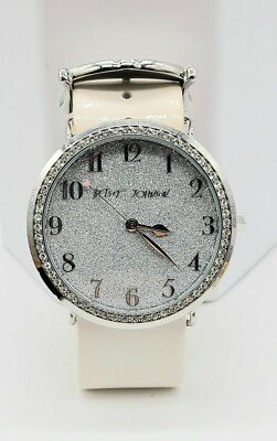 BETSEY JOHNSON SILVER GLITTER WHITE LEATHER BAND RHINESTONE  display picture 1