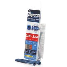 TAPCON 24165 3/16-in x 2-3/4-in Phillips Flat-Head Concrete Screw Anchors 8-Pack