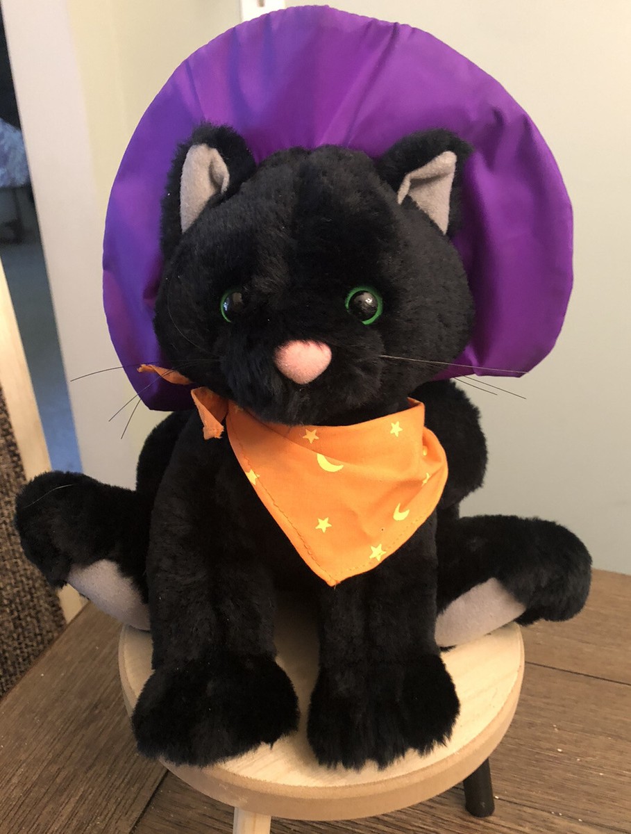 Hallmark Black Cat Witch Purple Hat Green Eyes ,Spider Halloween