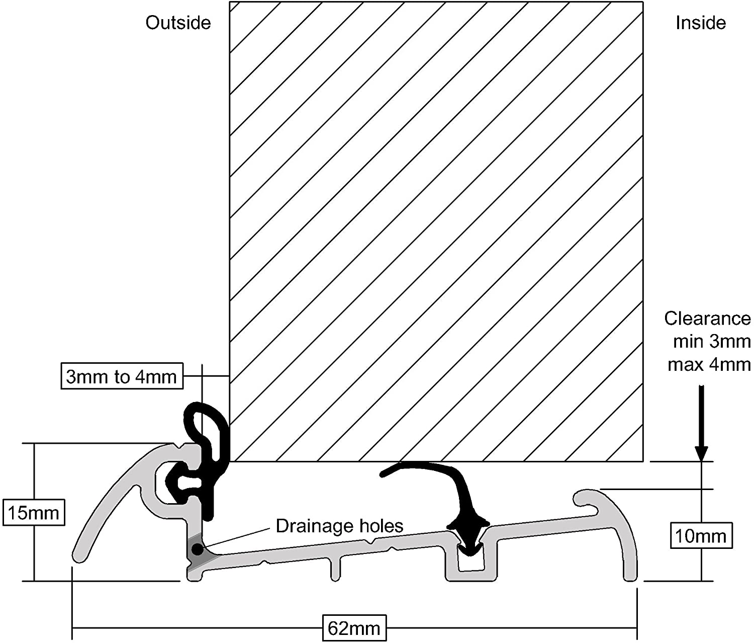 STORMGUARD DOOR DRAUGHT Aluminium Gold 04SR0020838A 914mm Slimline