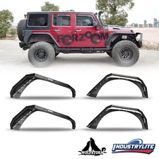 4PCS Front & Rear Fender Flares For 07-18 Jeep Wrangler JK JKU Heavy Duty Steel