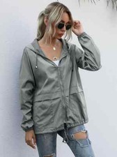 Giacca donna corta spolverino comodo elegante trench zip grigio pioggia 4897