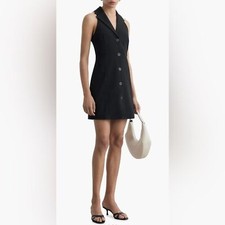 Mango Sleeveless Tuxedo Minidress with buttons Black size XS NWT