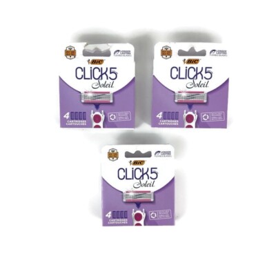 BIC Click 5 Soleil Women's Razor Refills 5 Flexible Blades 3 Packs New