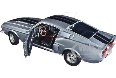 1967 SHELBY GT500 GRAY METALLIC W/STRIPES 1/18 DIECAST MODEL BY