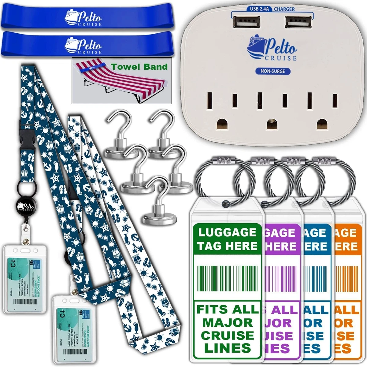 Cruise Ship Kit Travel Accessories Items Hooks, Lanyard, Power Outlet, Card  Hold