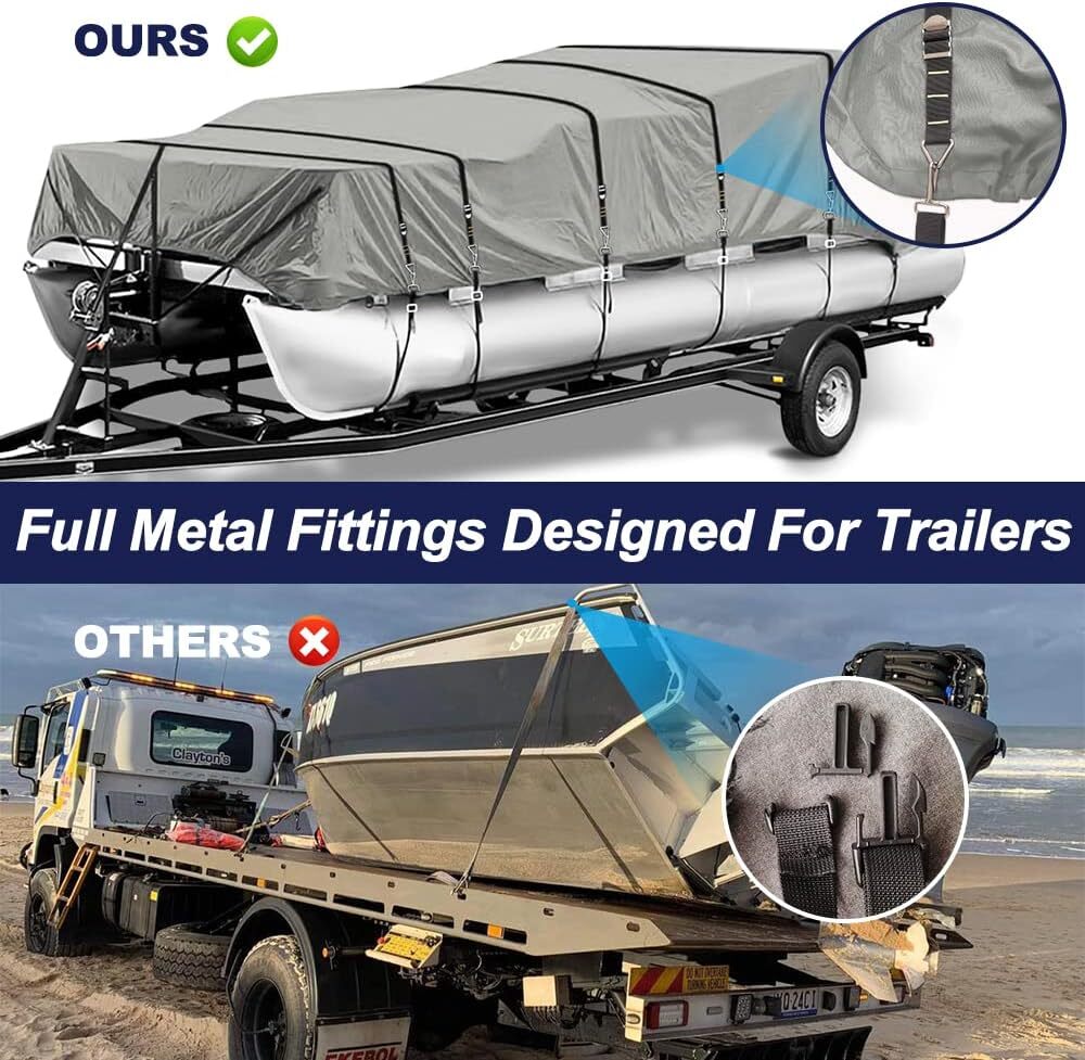 900D Heavy Duty Trailerable Pontoon Boat Cover for Winter Outside