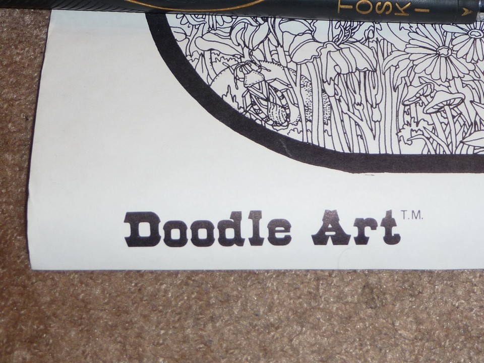 LARGE VINTAGE DOODLE ART POSTER BUTTERFLIES by MOIRA UNCOLORED 41.5 X