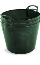 3 x 42L Large Colour Flexi Tub Garden Home Flexible Storage Bucket Green