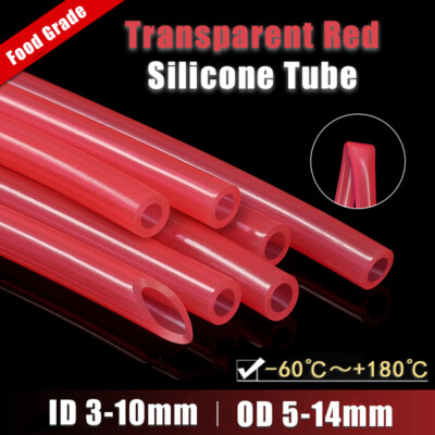 Transparent Red Silicone Tube Food Grade Beer Milk Hose Pipe Soft Rubber 3-10mm