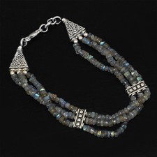 BEST STUNNING ELEGANT 121.60 CTS NATURAL BLUE LABRADORITE BEADS BRACELET RS 
