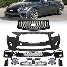 Assembly Front Bumper W/grille Fog Lights For Infiniti Q50 Q50s Sport 2014-2017