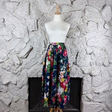 Ralph Lauren Blue Label c. 1980s Challis Skirt  Cosette  Floral Navy  8