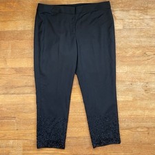 Talbots Pants Size 12P NEW Black Beaded Wool Cropped Trousers Signature Fit