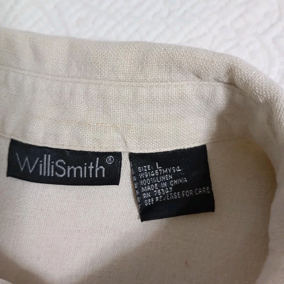 Willi Smith 100% Linen Shirt Jacket Womens L Cream Shirt Pocket and Buttons  - Image 2 of 4