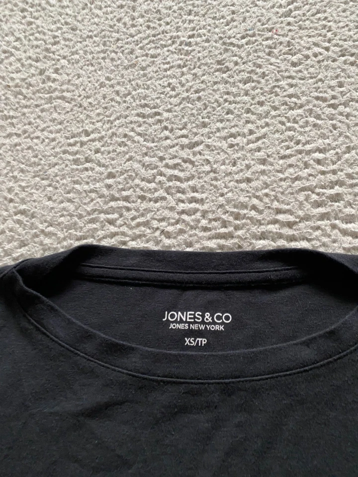 Jones New York Women 3/4 Sleeve Crew Neck T-Shirt Black Size XS - Image 3 of 4