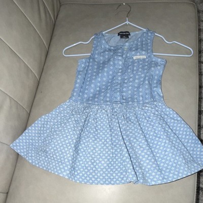 Calvin Klein Jeans Girls Fit & Flare Blue Geometric Denim Dress 3T Sleeveless