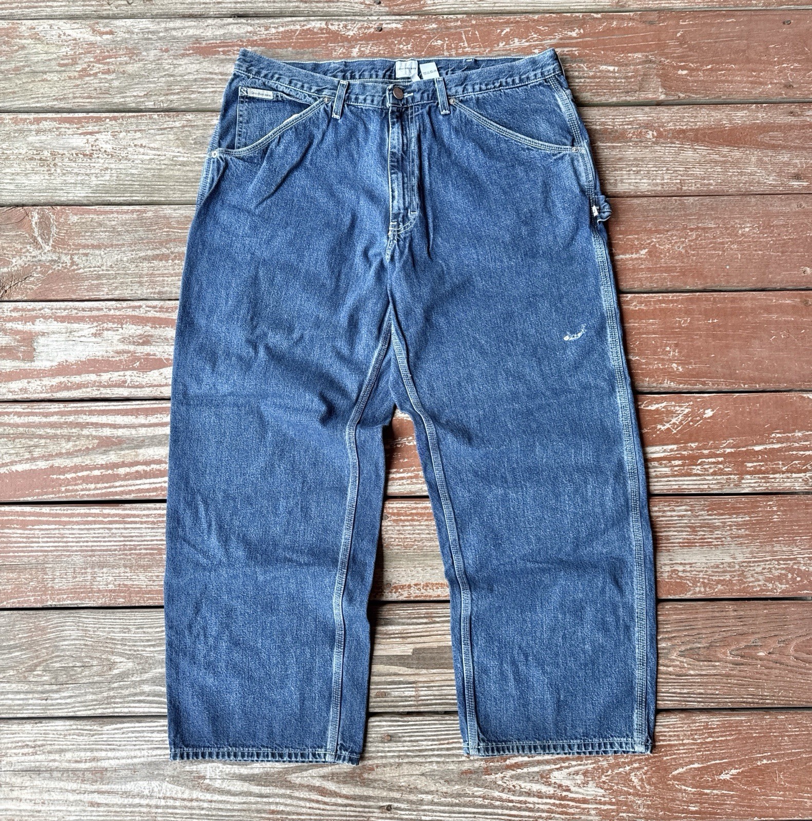 Vintage Calvin Klein Jeans Mens 38x30 Double Stone Wash Carpenter Baggy 90s