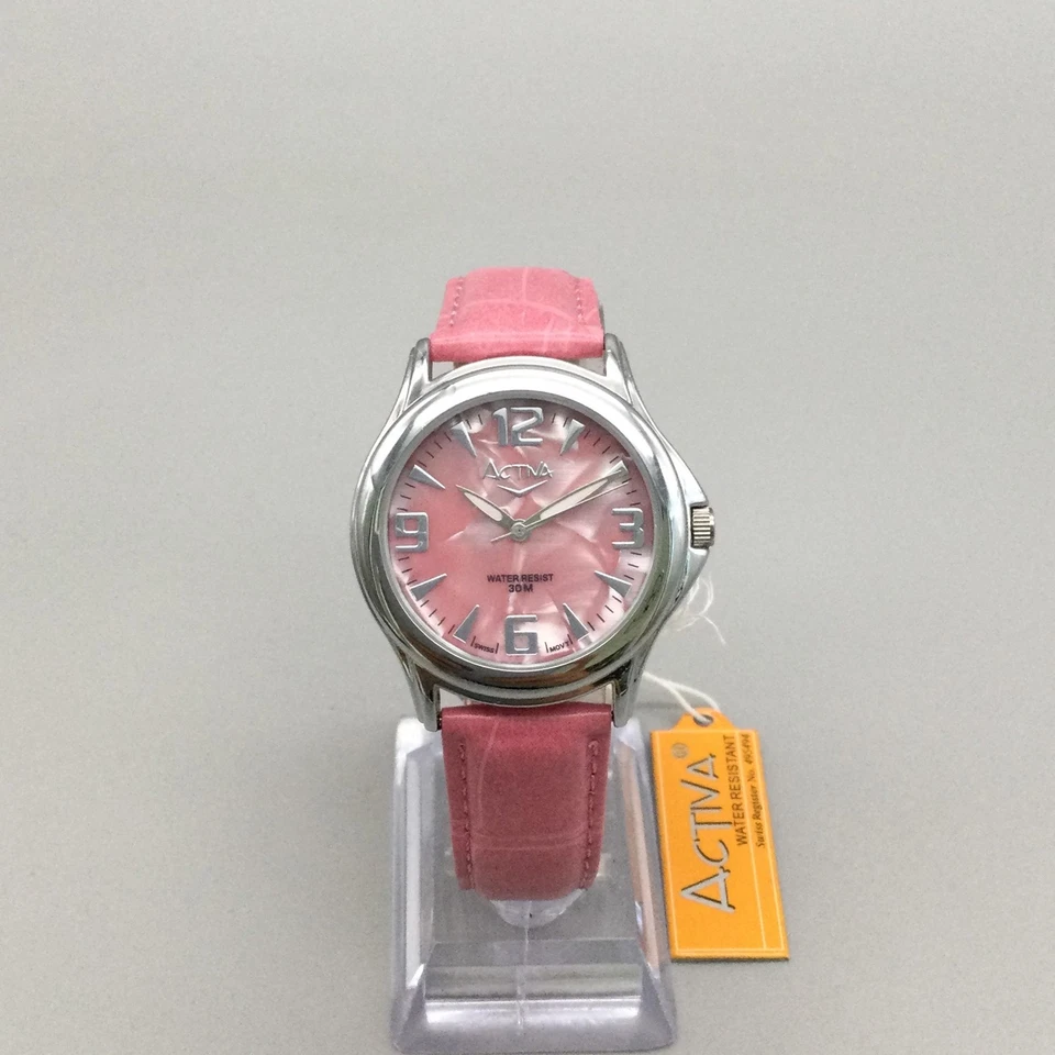 Relógio Activa Feminino 37mm Suíço SL233-002 Pulseira de Couro com Etiquetas Nova Bateria - Imagem 2 de 4