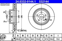 2X Ate Bremsscheibe Powerdisc 24.0332-0144.1 FüR Mercedes Glk Klasse Cls X204