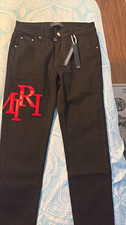 AMIRI Men  s Black Denim Skinny Slim Fit Jeans Red Logo Accent Size 31 NWT