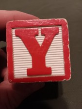 Vintage Wooden Alphabet Block Letter Y Colored Sides Crafts 1.75x1.75
