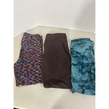 Set of 3 TeezHer Flirtitude Active Cloud Print & Mermaid Scale Leggings XL