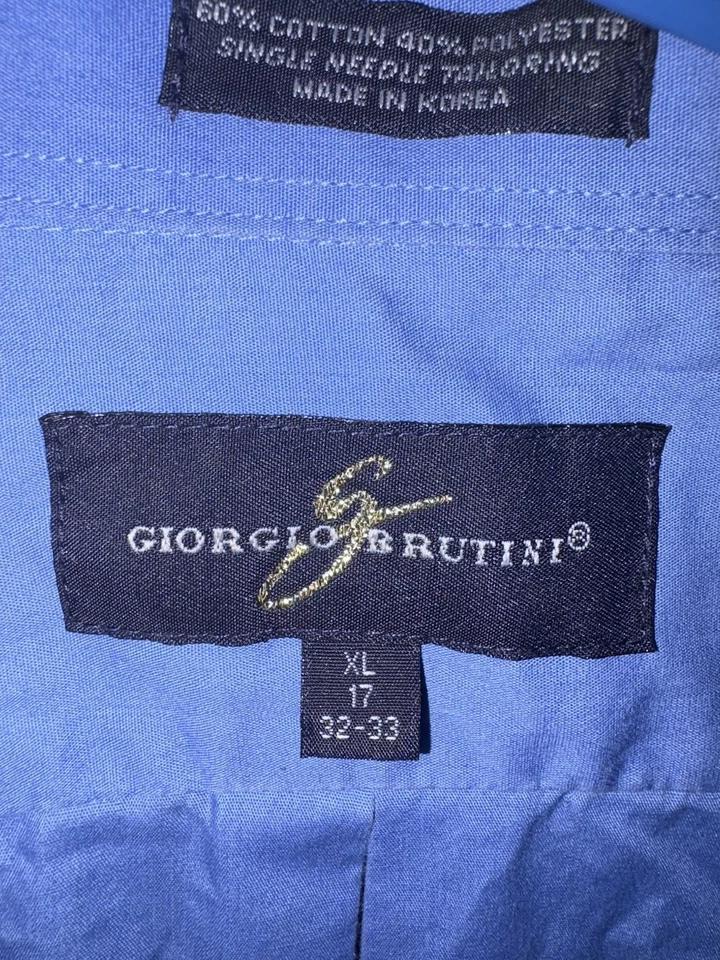 Camisa de vestir para hombre Giorgio Brutini Collezione 17 32/33 azul mezcla de algodón XL Foto 3 de 3