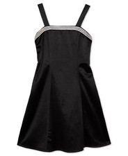 NWT Speechless Girls 16 Black Rhinestone Dress Satin Knit Stretch Sleeveless