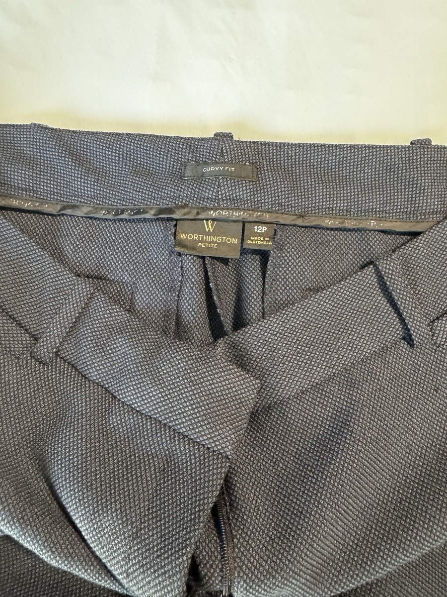Worthington Curvy Fit Navy Blue Textured Dress Pants 12P Women | eBay