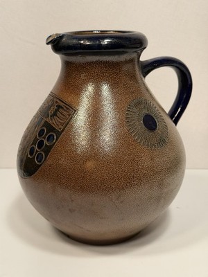Vintage Signed Wim Muhlendyck Salt Glaze Pottery Pitcher - West Germany
