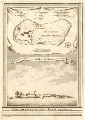 'Vue de I Isle & du Fort de Bense'. Bunce, Sierra Leone. BELLIN/SCHLEY 1747 Landkarte