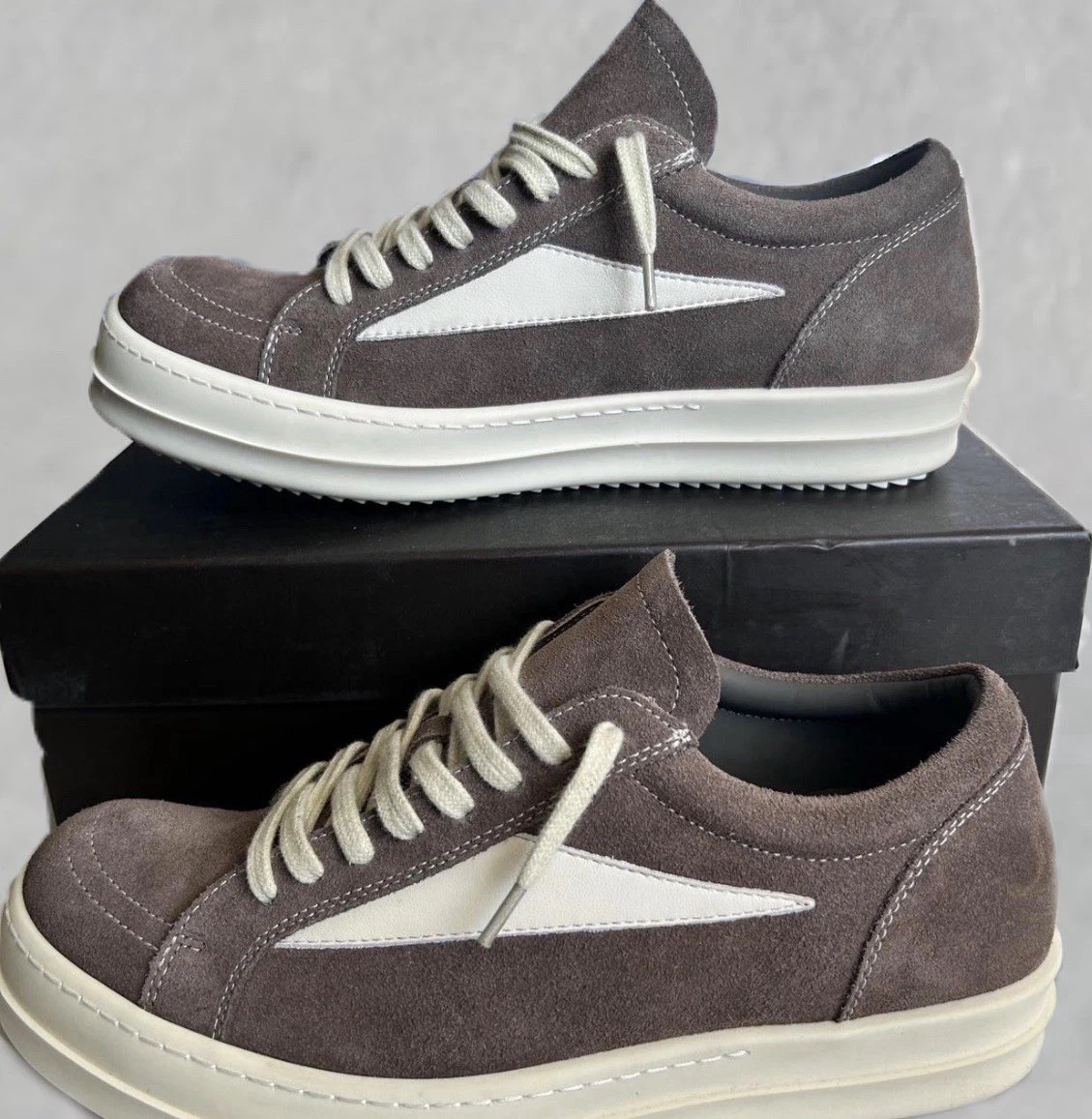 Rick Owens Vintage Sneaker Men’s Brown Suede Low Top Lace-Up Sneakers