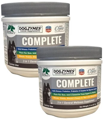 Dogzymes Complete Powder 1 Pound Nature's Farmacy - 2 x 8 oz Canine Supplement