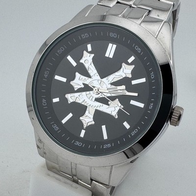 Zoo York Quartz Watch Men 47mm Silver Black Japan Movt Analog New Battery 8''