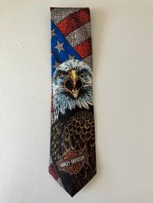 Ralph Marlin Harley-Davidson Men's Necktie Polyester Eagle Flag Made in USA 57"