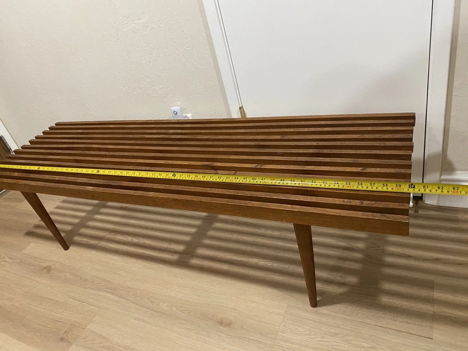 Mid Century Modern Walnut Slat Bench or Coffee Table - EXCELLENT Condition!  - Image 4 of 4
