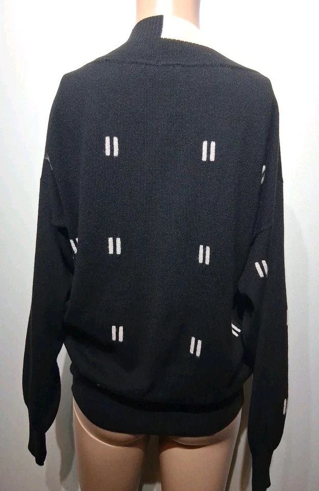 Gianni Versace Women's Vtg Black White Cashmere Sweater Size IT 40 - Image 4 of 4