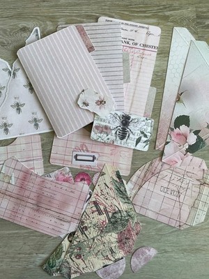 Vintage Bee Junk Journal Card Stock Corner Pockets Folders Stickers Ephemera