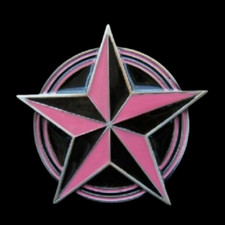 Pink And Black 5 Point Rock Nautical Star Belt Buckle Boucle De Ceinture